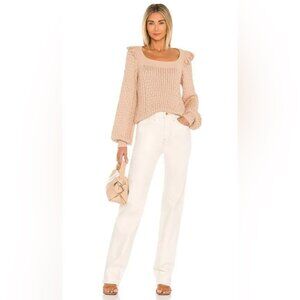 REVOLVE FAVORITE | 525 America Ruffle Cable Pullover boho Sweater White XSmall